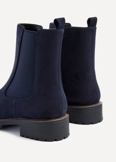 Linzi Dalston Navy Faux Suede Classic Chelsea Boot