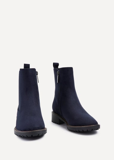 Linzi Dalston Navy Faux Suede Classic Chelsea Boot