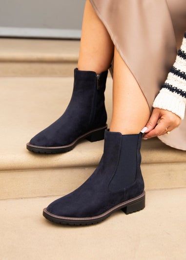 Linzi Dalston Navy Faux Suede Classic Chelsea Boot