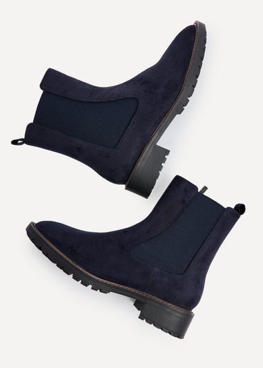 Linzi Dalston Navy Faux Suede Classic Chelsea Boot