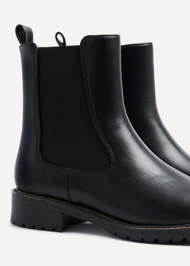 Linzi Dalston Black Faux Leather Classic Chelsea Boot