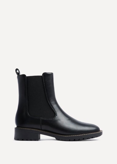 Linzi Dalston Black Faux Leather Classic Chelsea Boot