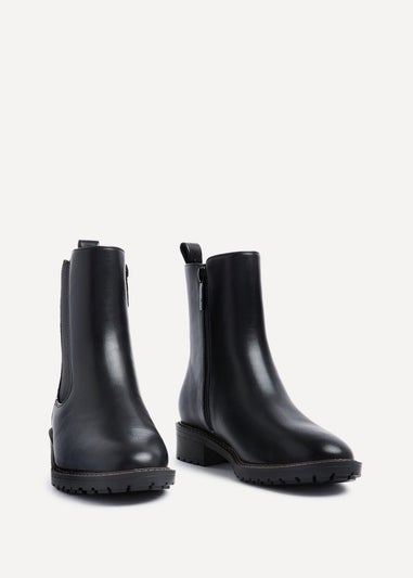 Linzi Dalston Black Faux Leather Classic Chelsea Boot