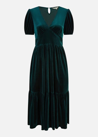 Yumi Green Velvet Midi Dress