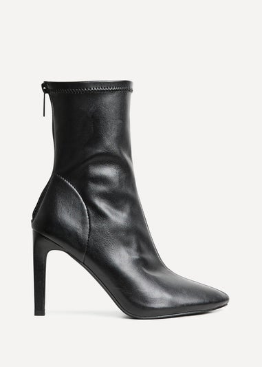 Linzi West Black Faux Leather Pointed Stretch Heeled Ankle Boot