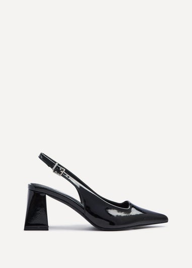 Linzi Laurel Black Patent Block Heeled Court Heel