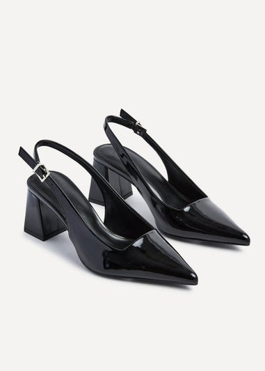 Linzi Laurel Black Patent Block Heeled Court Heel