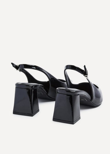 Linzi Laurel Black Patent Block Heeled Court Heel