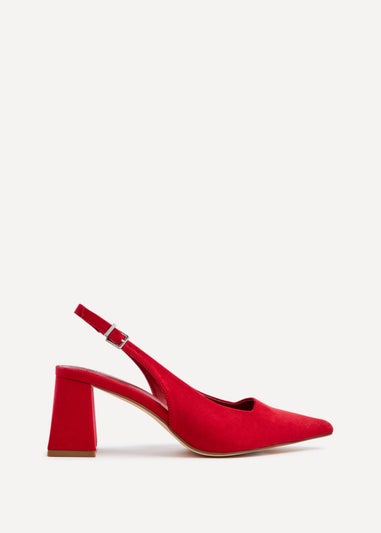 Linzi Laurel Red Faux Suede Block Heeled Court Heel