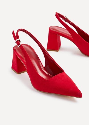 Linzi Laurel Red Faux Suede Block Heeled Court Heel