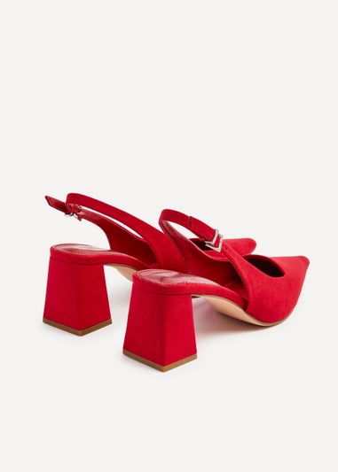 Linzi Laurel Red Faux Suede Block Heeled Court Heel