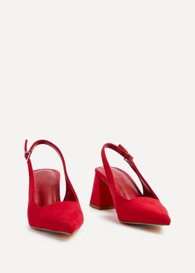 Linzi Laurel Red Faux Suede Block Heeled Court Heel