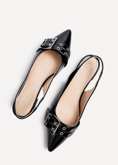 Linzi Libby Black Patent Pointed Flat Shoes