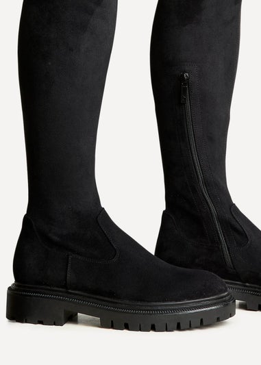 Linzi Sonny Black Stretch Over The Knee Long Boot