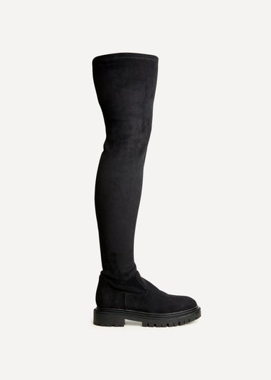 Linzi Sonny Black Stretch Over The Knee Long Boot