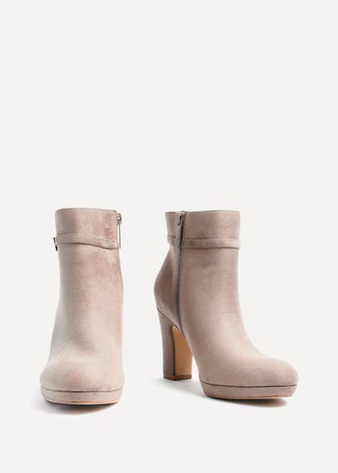 Linzi Stefani Mocha Faux Suede Heeled Ankle Boot