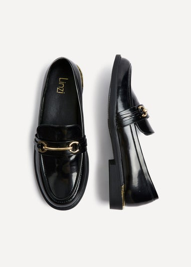 Linzi Breeze Black Faux Leather Loafer