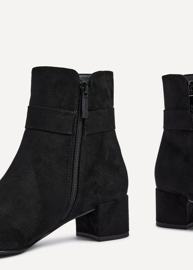 Linzi Daphne Black Faux Suede Block Heel Ankle Boot