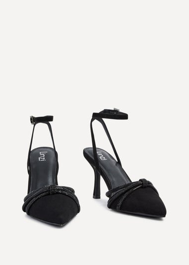 Linzi Deana Black Faux Suede Court Heel