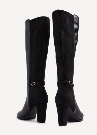 Linzi Symone Black High Leg Block Heeled Boot