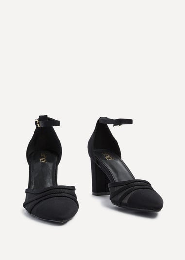 Linzi Tasha Black Scuba Block Court Heel