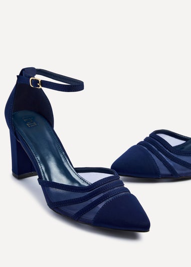 Linzi Tasha Navy Scuba Block Court Heel