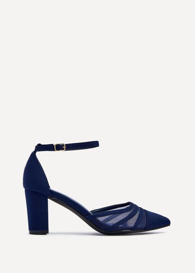 Linzi Tasha Navy Scuba Block Court Heel