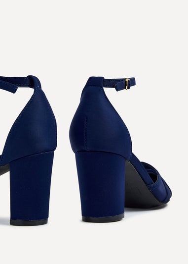 Linzi Tasha Navy Scuba Block Court Heel