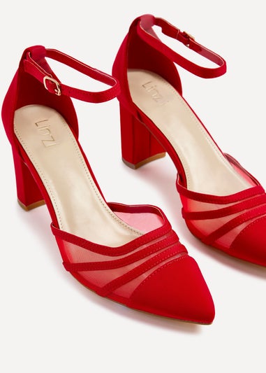 Linzi Tasha Red Scuba Block Court Heel