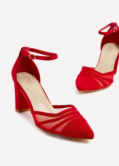 Linzi Tasha Red Scuba Block Court Heel