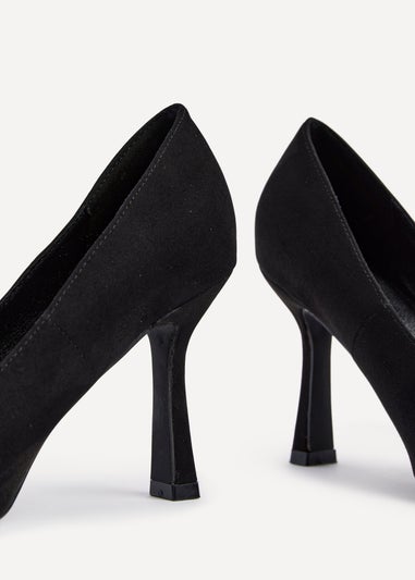 Linzi Colette Black Faux Suede Squared Toe Stiletto Court Heel