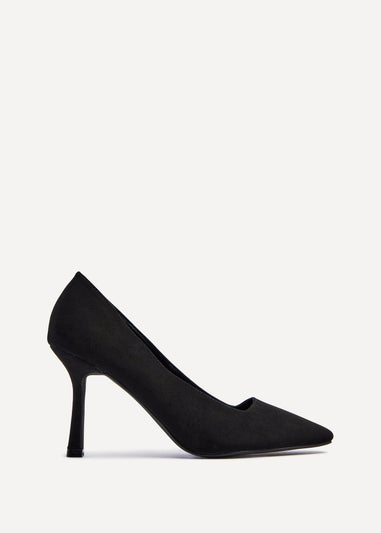 Linzi Colette Black Faux Suede Squared Toe Stiletto Court Heel