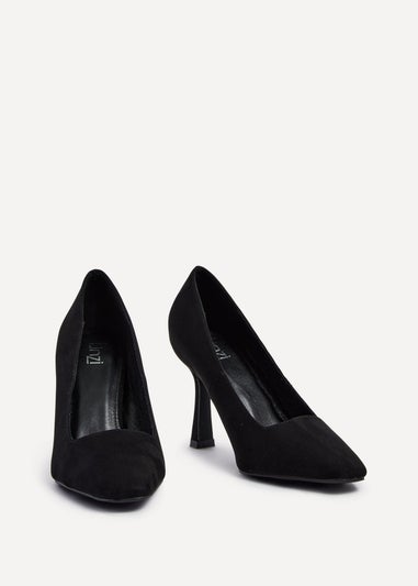 Linzi Colette Black Faux Suede Squared Toe Stiletto Court Heel