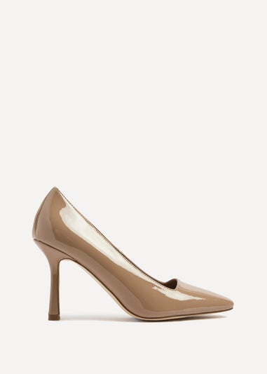 Linzi Colette Mocha Patent Squared Toe Stiletto Court Heel