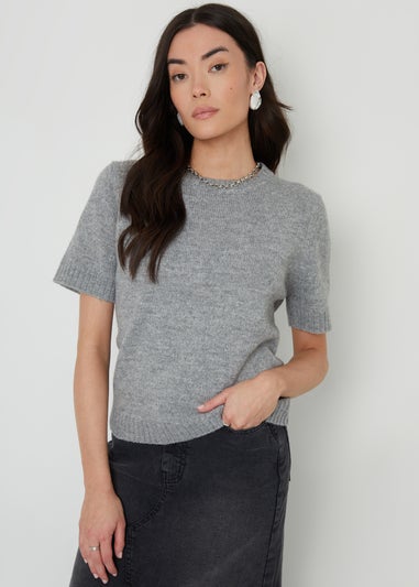 Threadbare Grey Becmead Short Sleeve Knitted T Shirt