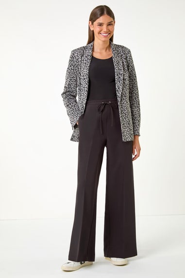 Roman Grey Animal Print Ponte Blazer