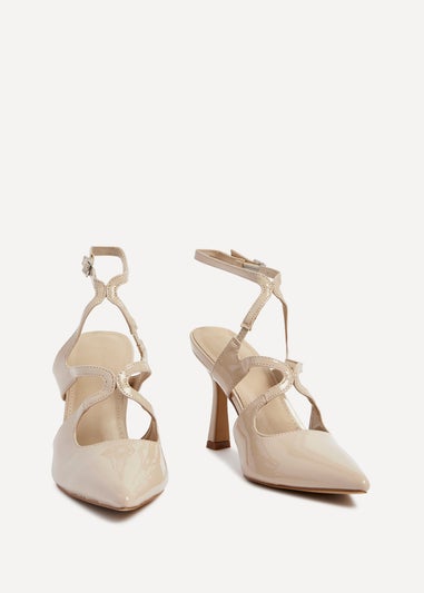 Linzi Sammi Sand Faux Patent Caged Upper Court Heel