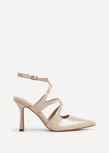 Linzi Sammi Sand Faux Patent Caged Upper Court Heel