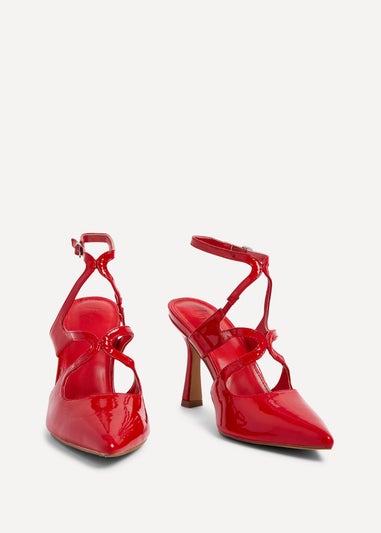 Linzi Sammi Red Faux Patent Caged Upper Court Heel