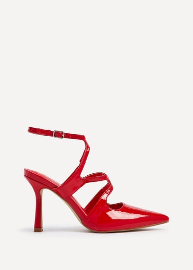 Linzi Sammi Red Faux Patent Caged Upper Court Heel