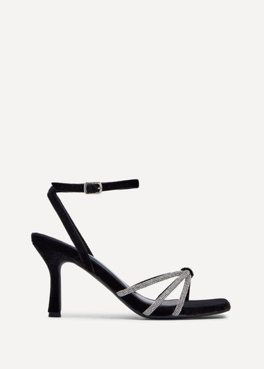 Linzi Polly Black Velvet Stiletto Heeled Sandal