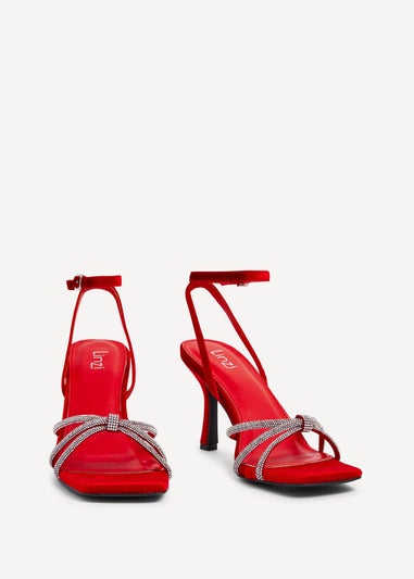 Linzi Polly Red Velvet Stiletto Heeled Sandal