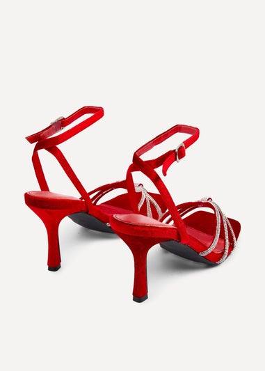 Linzi Polly Red Velvet Stiletto Heeled Sandal