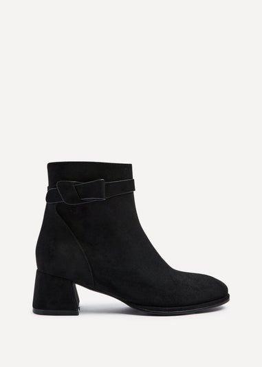 Linzi Sable Black Faux Suede Block Heeled Ankle Boot