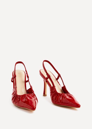 Linzi Everleigh Red Faux Patent Ruched Detail Court Heel