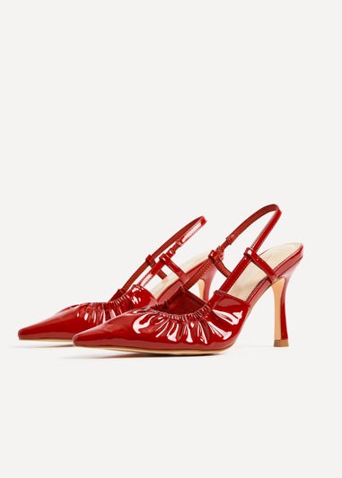 Linzi Everleigh Red Faux Patent Ruched Detail Court Heel