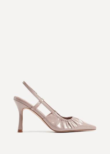 Linzi Everleigh Taupe Faux Patent Ruched Detail Court Heel