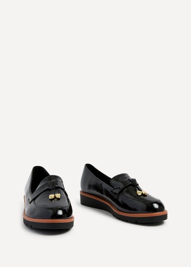 Linzi Nancy Black Patent Faux Leather Loafer