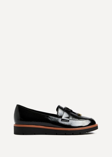 Linzi Nancy Black Patent Faux Leather Loafer