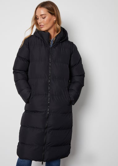 Threadbare Black Ony Longline Hooded Puffer Jacket